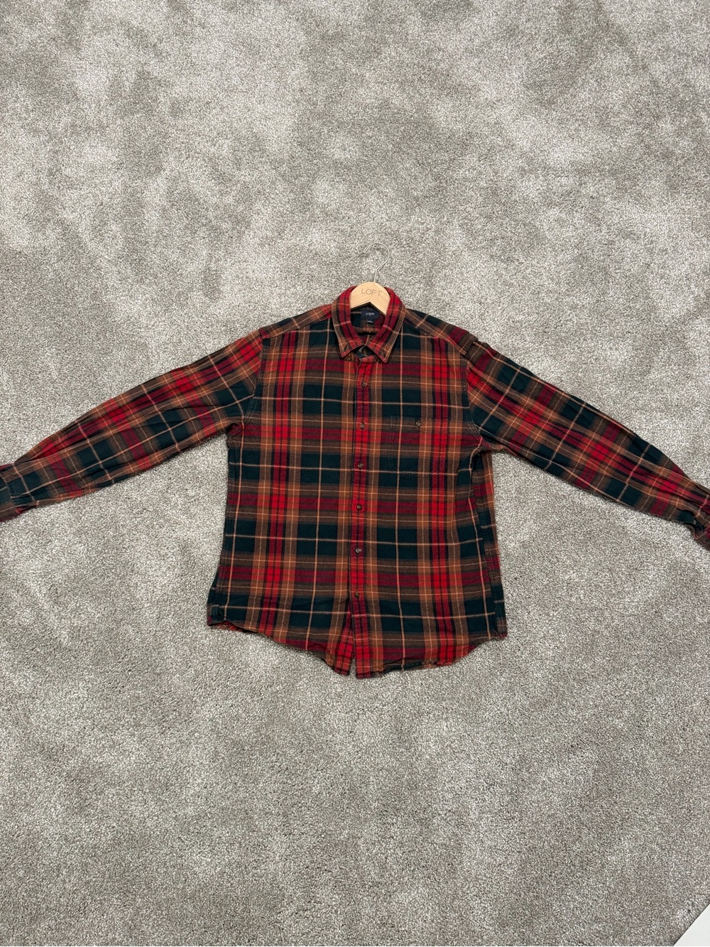 J. Crew Red and Green Men’s Large Plaid Button-Down Shirt